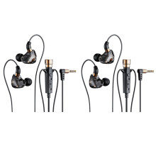 2X HiFi Wired Headphones with Microphone Noise-Cancelling Dynamic Earphones in Ear Earbuds Bass Headset (Black)