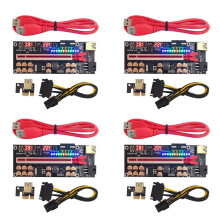 4X VER018 PRO PCI-E Riser Card USB 3.0 Cable 018 PCI Express 1X to 16X Extender PCIe Adapter for BTC Mining(Red)