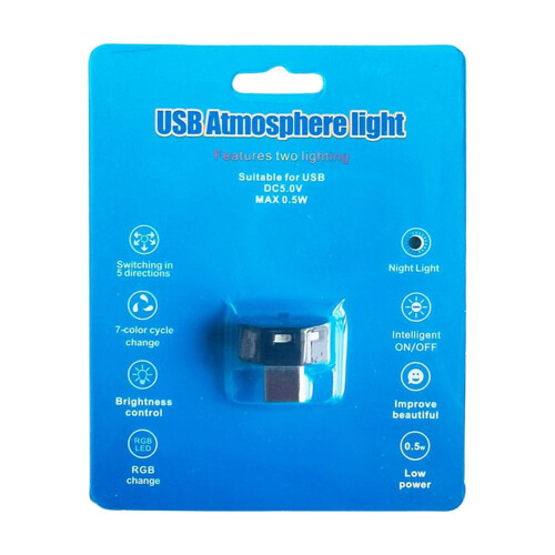 DC5V Car Ambient LED Lamp USB Plug Adjustable Interior Light
