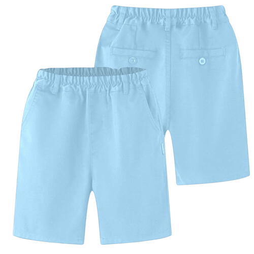 Boys Shorts Light Blue Elastic Waist Pull-On Size 7-8