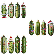 Christmas Glass Ornament Green Cucumber Pendant 10 Pcs