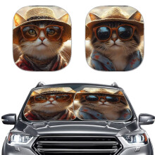 Cat Design Car Sun Shades 2 PCS Front Window Visor
