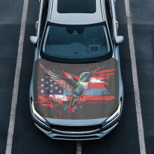 American Flag Hummingbird Car Hood Cover Waterproof Elastic