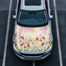 Easter Tulip Leopard Car Hood Cover Heat-Resistant Washable