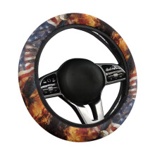 American Flag Fluffy Steering Wheel Cover 15 Inch