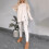 Women's 2-Piece Set Crew Neck Top and Slim Pants White S 1