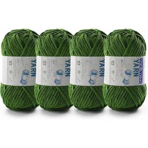 2 Pac Chenille Yarn for Crocheting - 50g Roll, 60m Length