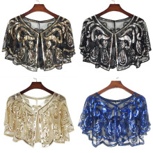 1920s Sequin Beaded Evening Shawl Wrap