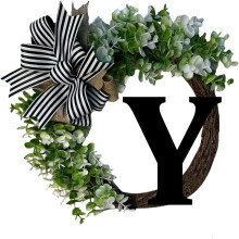 Alphabet Wreath Door Hanger Custom Letter Farmhouse Decor