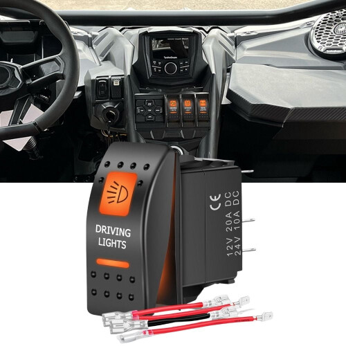 UTV Driving Lights Rocker Switch 5-Pin SPST 12V 24V Orange