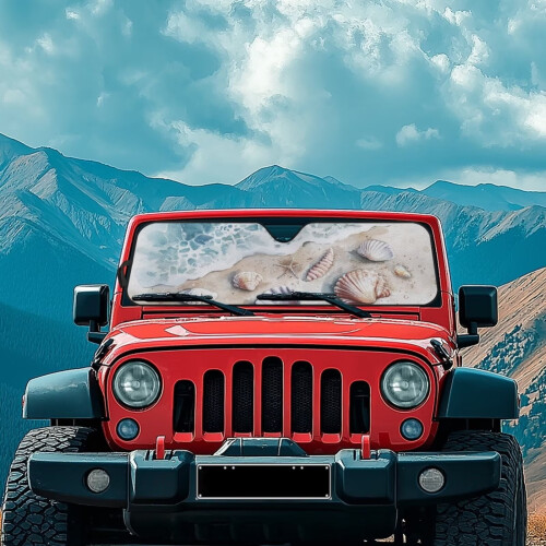 Windshield Sun Shade for Jeep Wrangler 2007–2023 Beach 2