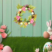 Easter Wreath Decoration Green Festive 7.87x7.87x1.97 Inch