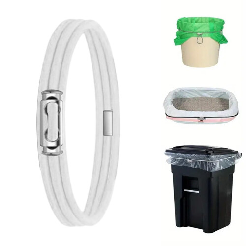 Adjustable Elastic Trash Can Band White 1 Piece