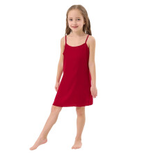 Girls' silk satin summer dress spaghetti strap scoop neck