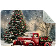 Red Vintage Truck Rug 2x3 ft Non-slip Washable Indoor Mat