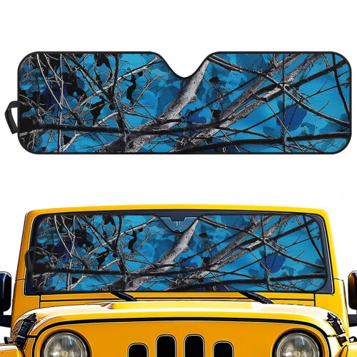 Blue Camo Windshield Sun Shade for Jeep Wrangler