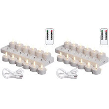 24X Rechargeable Flameless Tea Lights Candles with Timer Romote,LED Candles for Wedding Centerpiece Table Decor