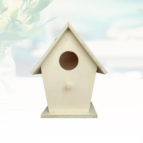 Unfinished Wood Birdhouse Rectangular Hanging Decoration