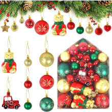 Set de 72 Bolas de Navidad Antirrotas Rojo-Dorado Premium — decoracion arbol navidad, adornos plastico resistentes