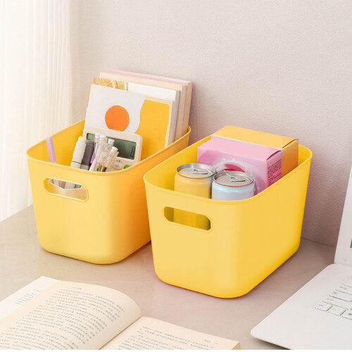 Boîte de rangement en plastique jaune (4 pièces)
