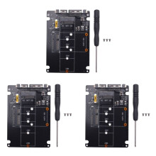 3X 2 in 1 NGFF M.2 B+M Key PCI-E or MSATA SSD to III Adapter Card for Full Msata SSD/ 2230/2242/2260/22x80 M2