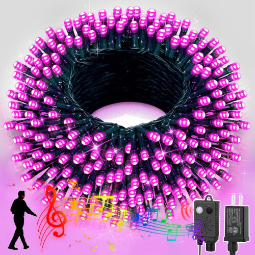 Mini julslingor Grön tråd 200LED Rosa