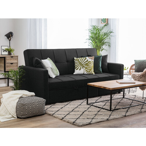 Beliani Sofa Bed 3 Seater GLOMMA Fabric Black 1