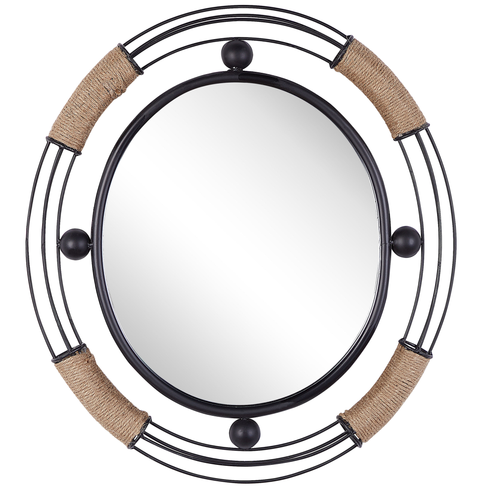 Beliani Wall Mirror Moulins 50 Cm 55 Cm Metal Black