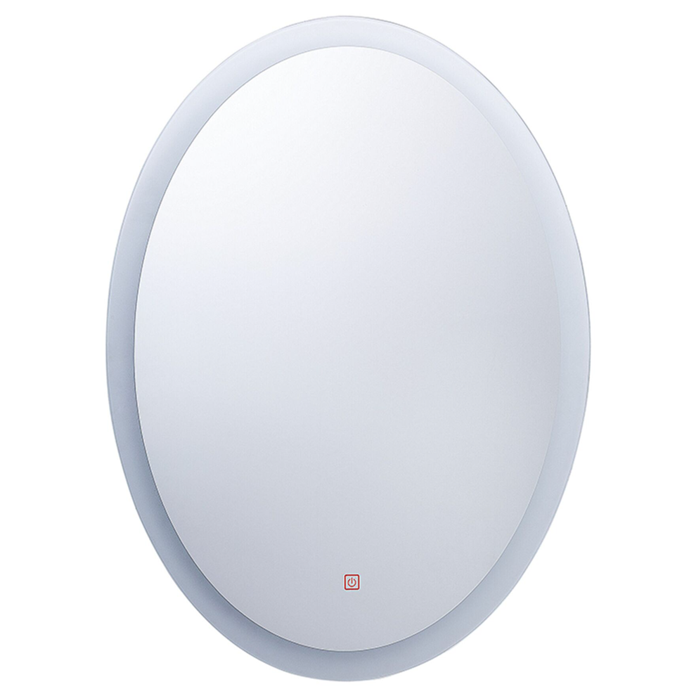 Beliani Led Bathroom Mirror Viriat 60 Cm 80 Cm Silver