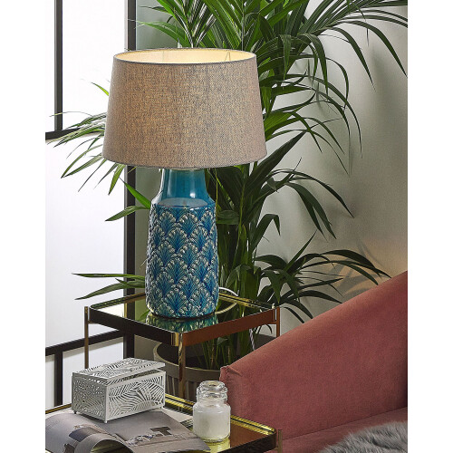 Beliani Table Lamp THAYA Ceramic Blue 1