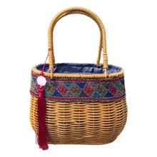 Rattan-Weidenkorb mit Henkel, braun, 21 x 13 x 16 cm
