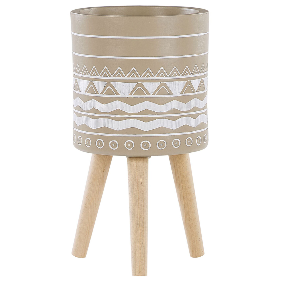 Beliani Elevated Plant Pot Milina 30 Cm Beige