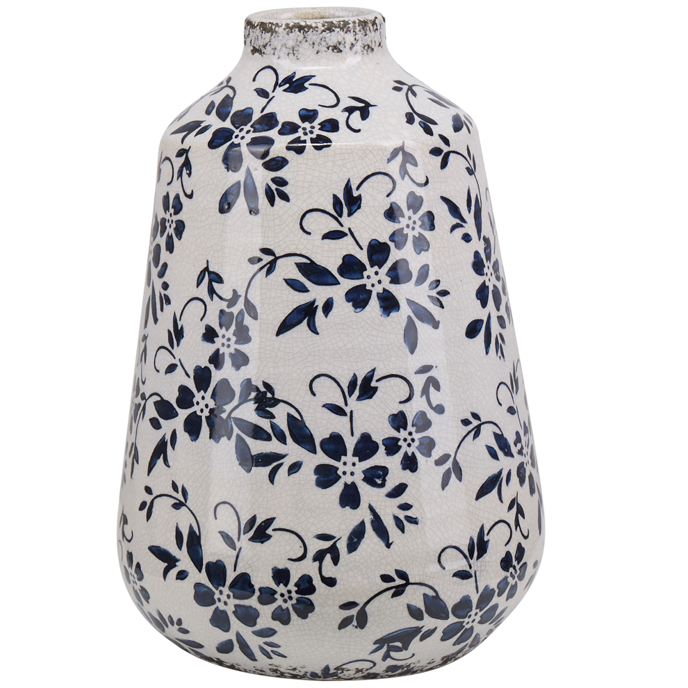 Beliani Flower Vase Maroneia Stoneware 25 Cm White