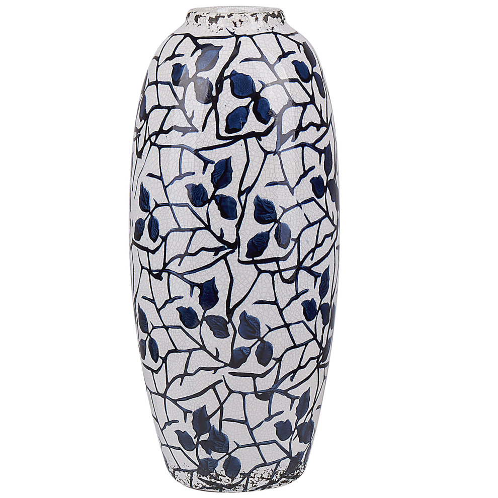 Beliani Flower Vase Mutilene Stoneware 25 Cm White