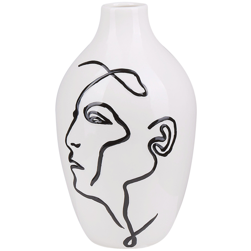 Beliani Flower Vase Helike Stoneware 23 Cm White