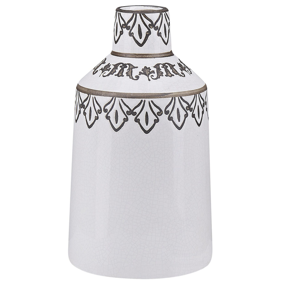 Beliani Flower Vase Amisos Stoneware 25 Cm White