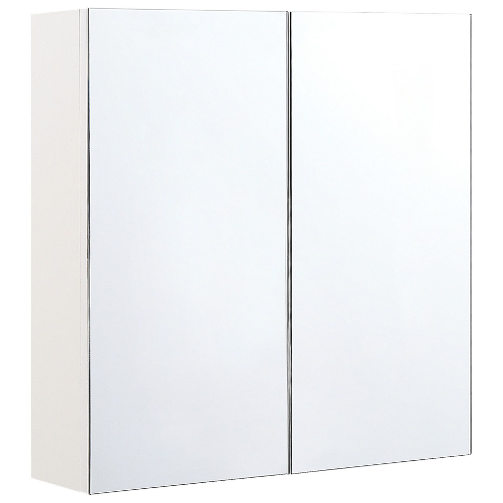 Beliani Bathroom Wall Mounted Mirror Cabinet Navarra 60 Cm 60 Cm White