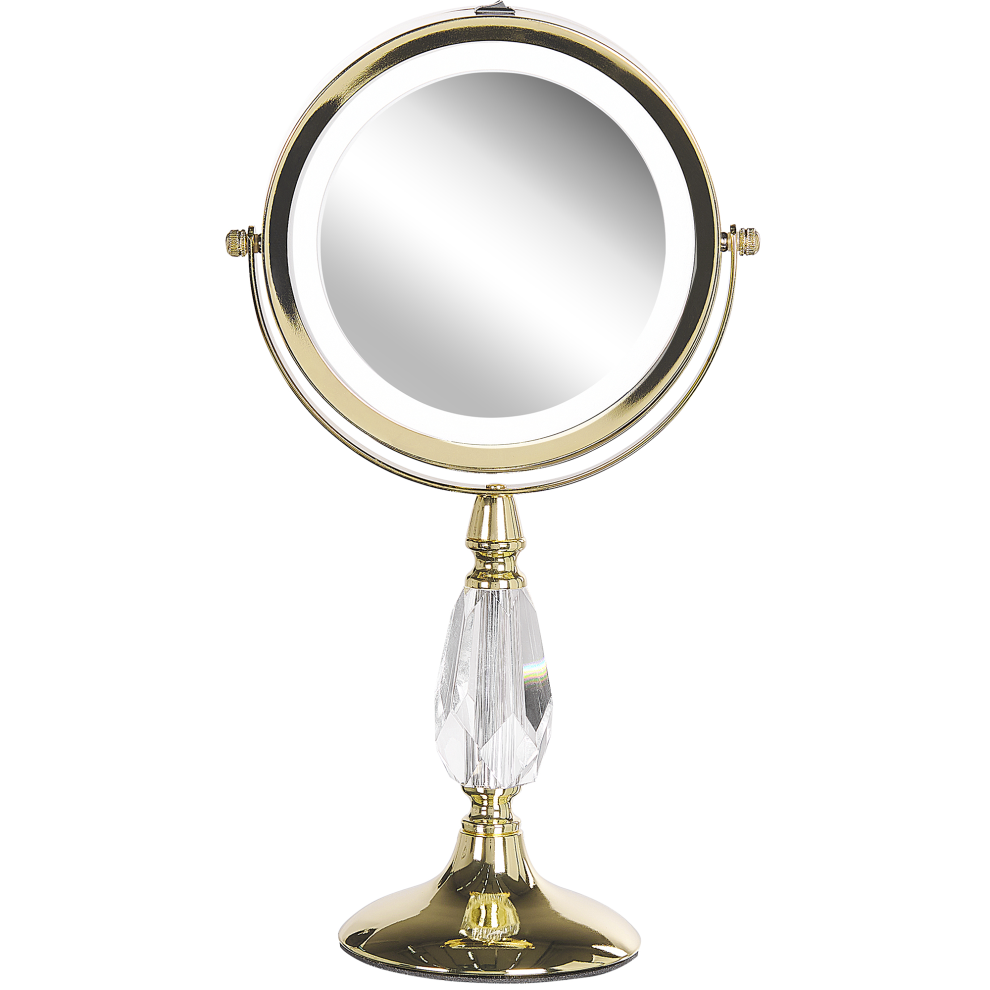 Beliani Makeup Mirror Led Maury Gold
