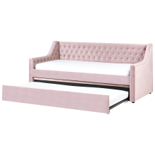 Trundle Bed Velvet MONTARGIS 90 x 200 cm (EU Single) Pink