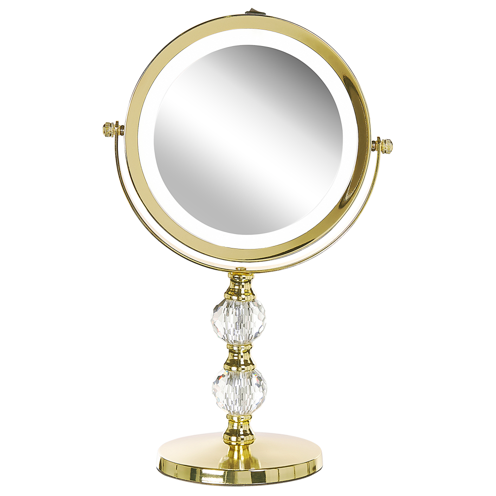 Beliani Makeup Mirror Led Claira Gold