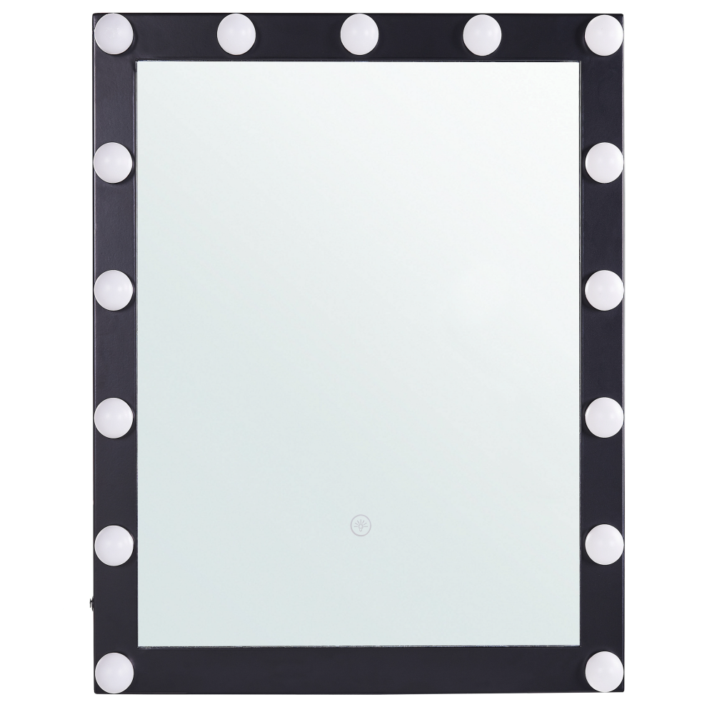 Beliani Led Bathroom Mirror Odenas 50 Cm 60 Cm Black