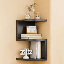 Étagère d'angle murale en bois pour chambre ou salon