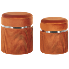 Set of 2 Storage Pouffes CAMDENTON Velvet Orange