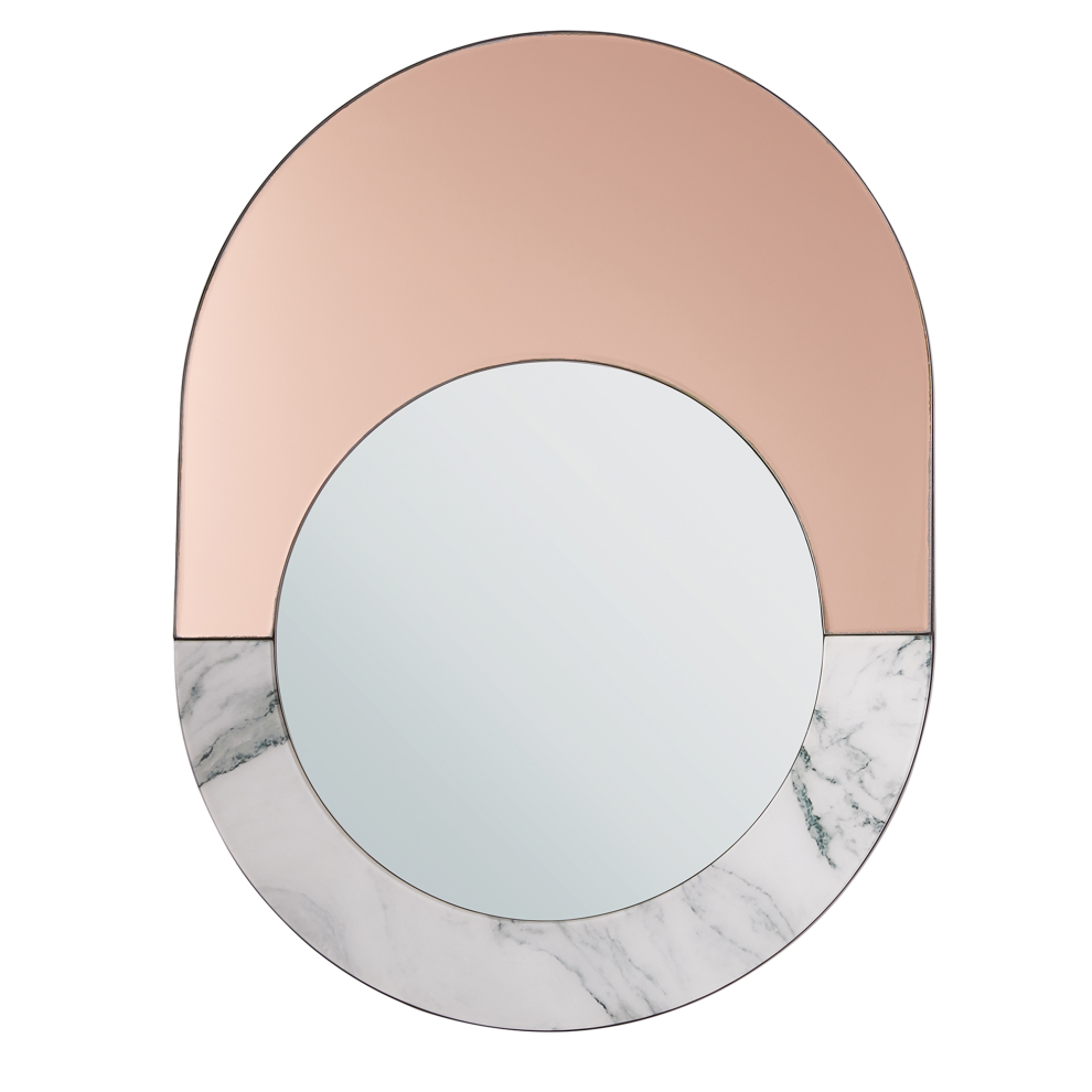 Beliani Wall Mirror Rety 50 Cm 65 Cm Stone Rose Gold
