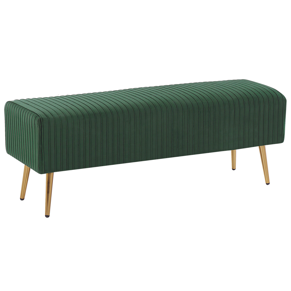 Beliani Upholstered Bench Paterson Velvet Emerald Green