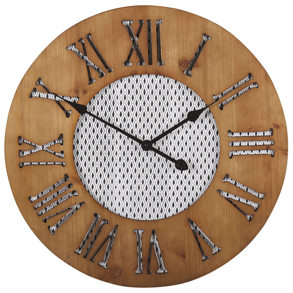 Beliani Wall Clock Cuilco 60 Cm Fir Wood Brown