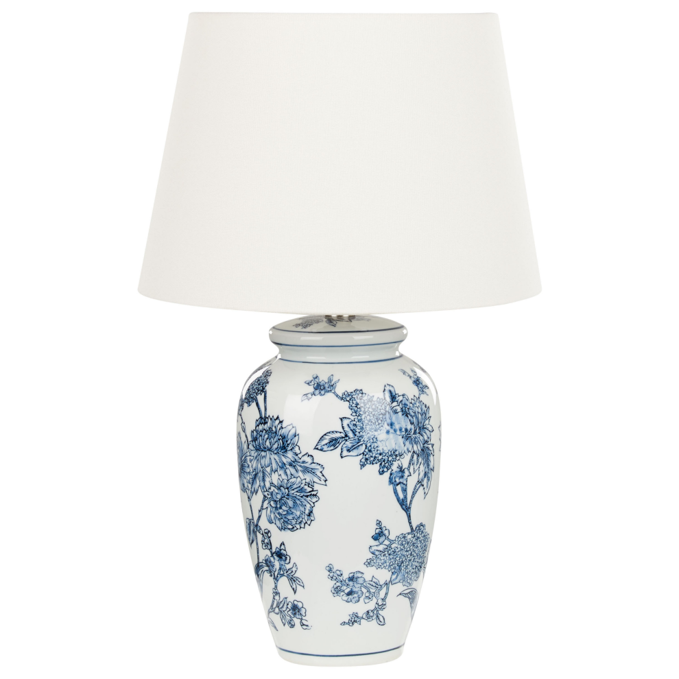 Beliani Table Lamp Beluso Porcelain White/ Blue