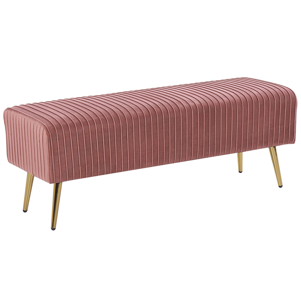 Beliani Upholstered Bench Paterson Velvet Pink