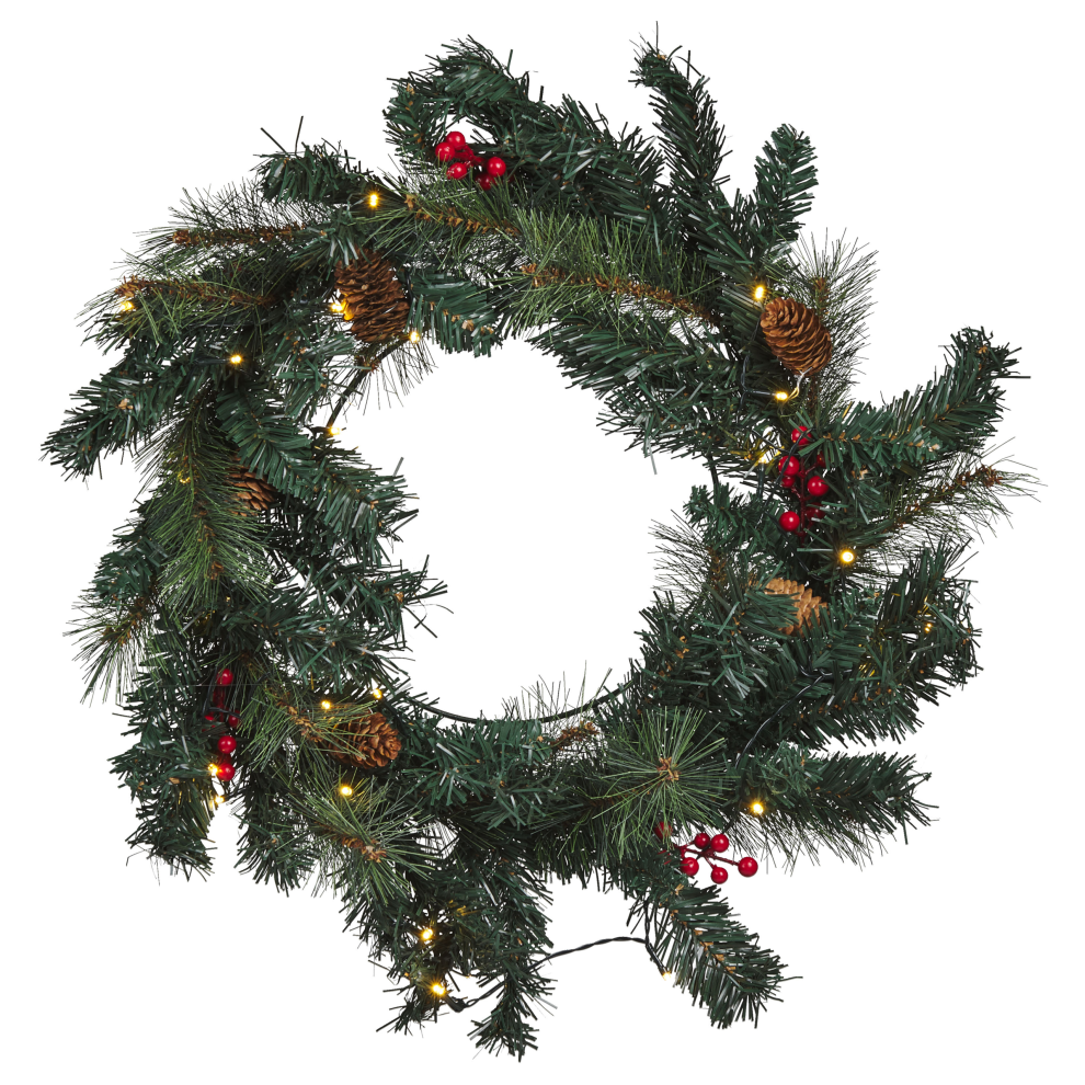 Beliani Christmas Wreath Led Tenala Green 60 Cm