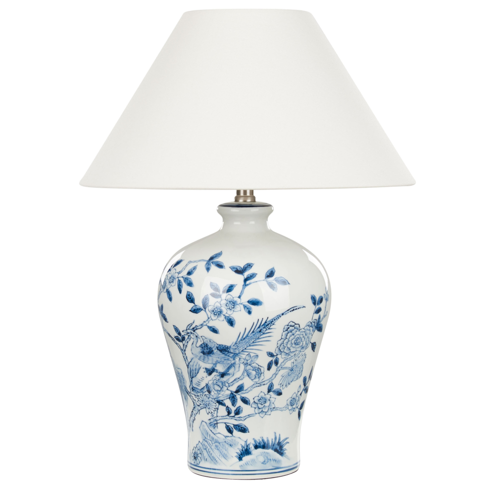 Beliani Table Lamp Magros Porcelain White/ Blue